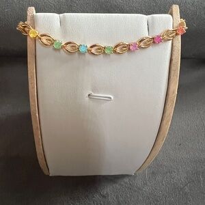 CANDY! Gold Bracelet with Multicolor Gemstones / Crystals. Glows!